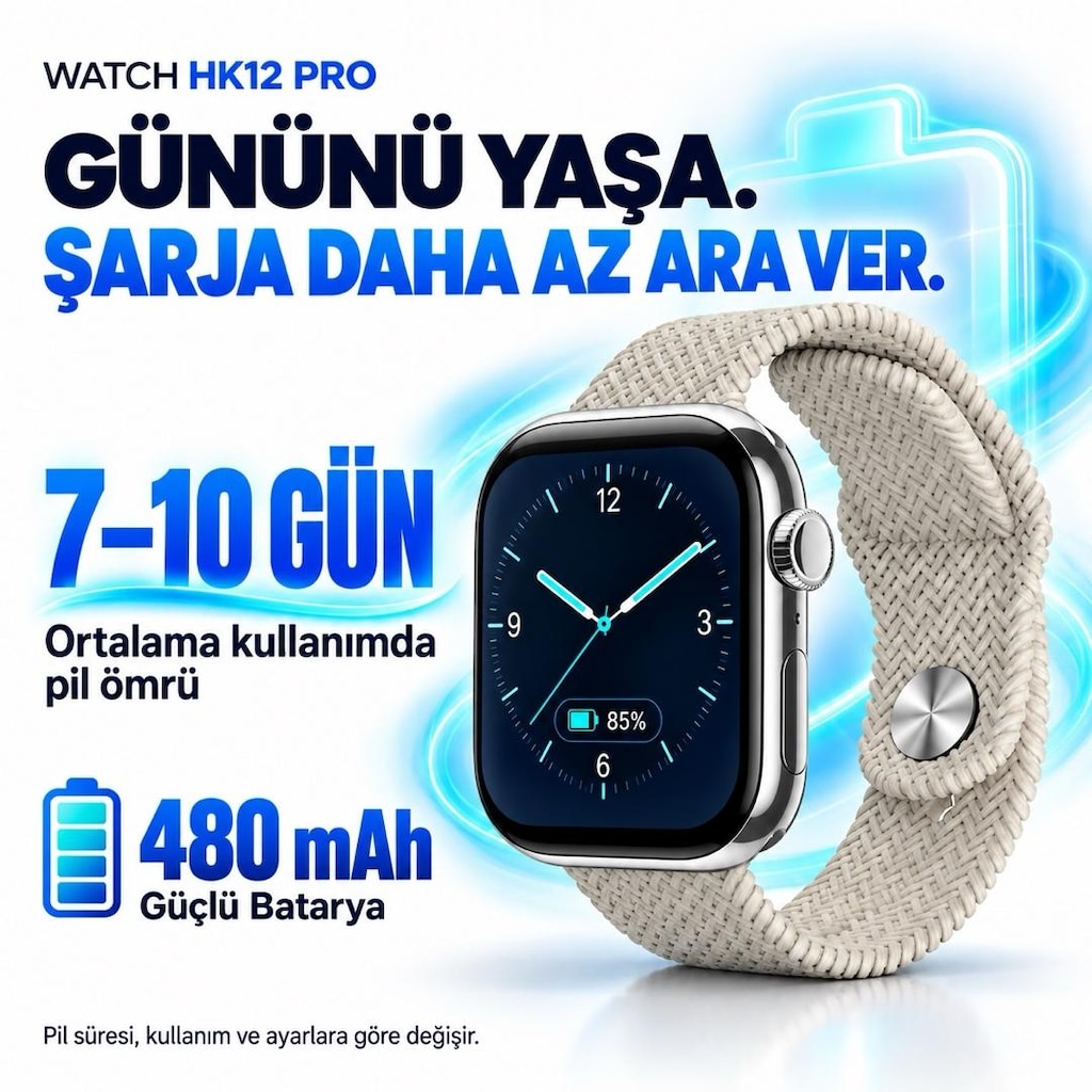 HK12 Pro 46MM YEMİ SERİ WHATSAP MESAJLAŞMA,7-10 Gün Şarj - 8