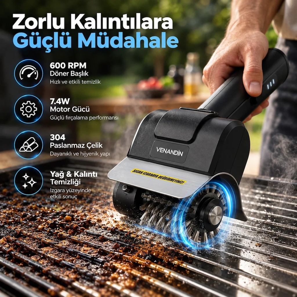 Grillo Kablosuz Elektrikli Izgara Temizleme Makinesi 600 RPM - 2