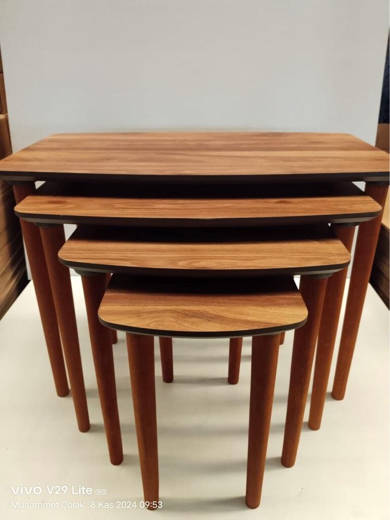 SIFIR MDF GÜRGEN 4’LÜ SERVİS SEHPASI - 3