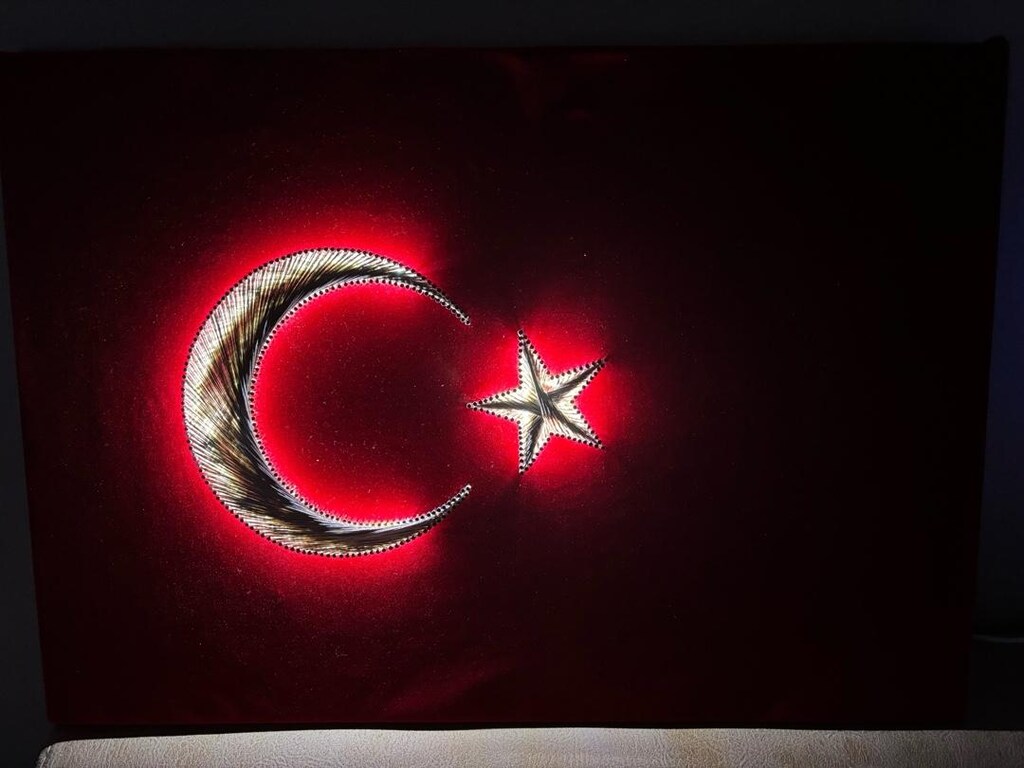 Filografi Sanatıyla Led Aydınlatmalı Türk Bayrağı - 4