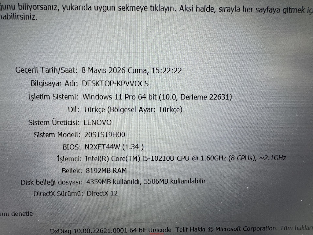 THİNKPAD T14 İ5 10. NESİL 8 GB RAM 256 NVME DOKUNMATİK - 6