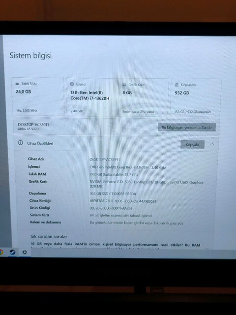 MONSTER ABRA A5 OYUNCU LAPTOP