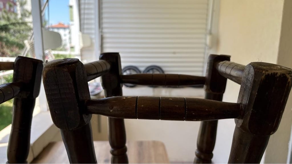 Deri üst koyu ceviz antika ikili bar taburesi - 8