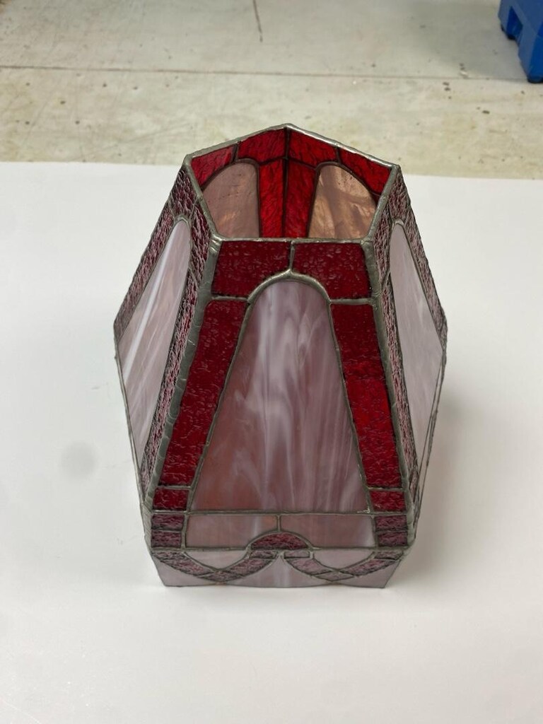 Kırmızı Beşgen Tiffany Vitray Lamba - 4