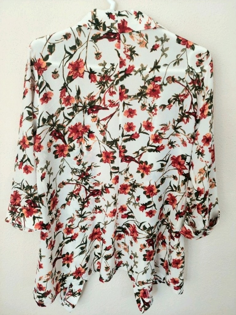 Kaside Çiçek Desenli Bohem Düğmesiz Kimono bluz - 3