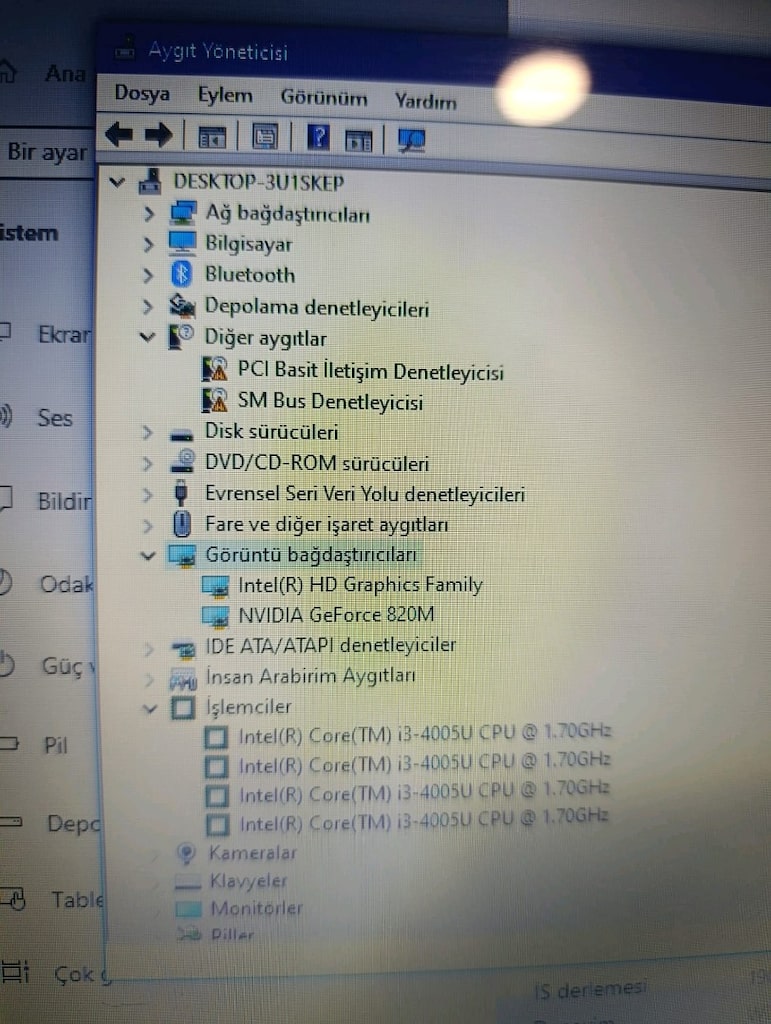 hp leptop i3 4005u işlemcili 8gb remli - 4