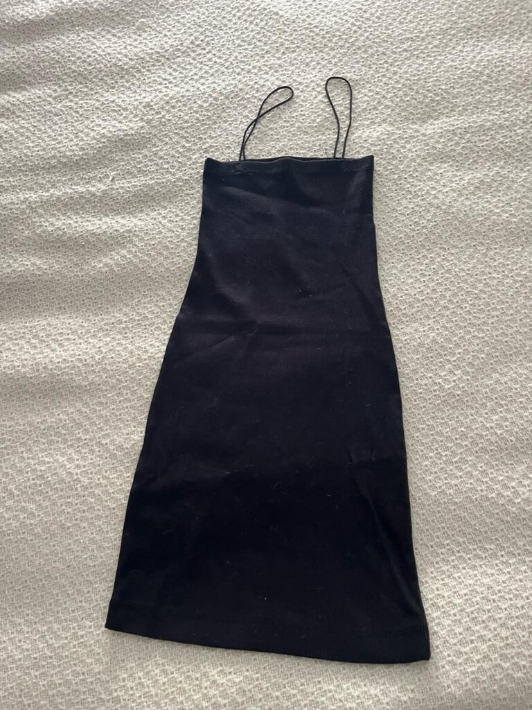 Zara penye askılı elbise