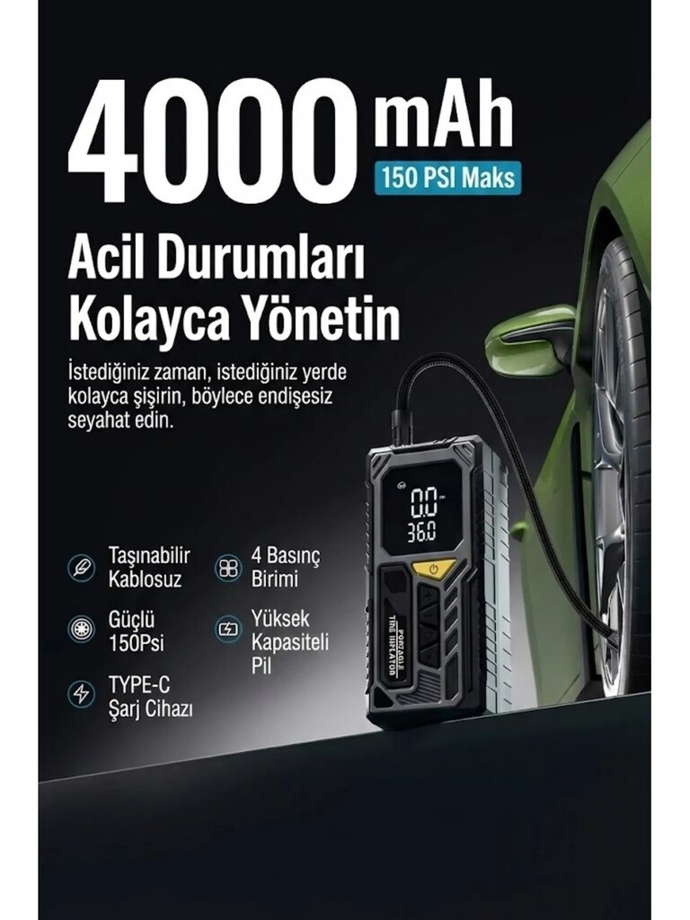 POWERBANK ÖZELLİKLİ ŞARJLI LASTİK ŞİŞİRME POMPA (SIFIR ÜRÜN) - 5