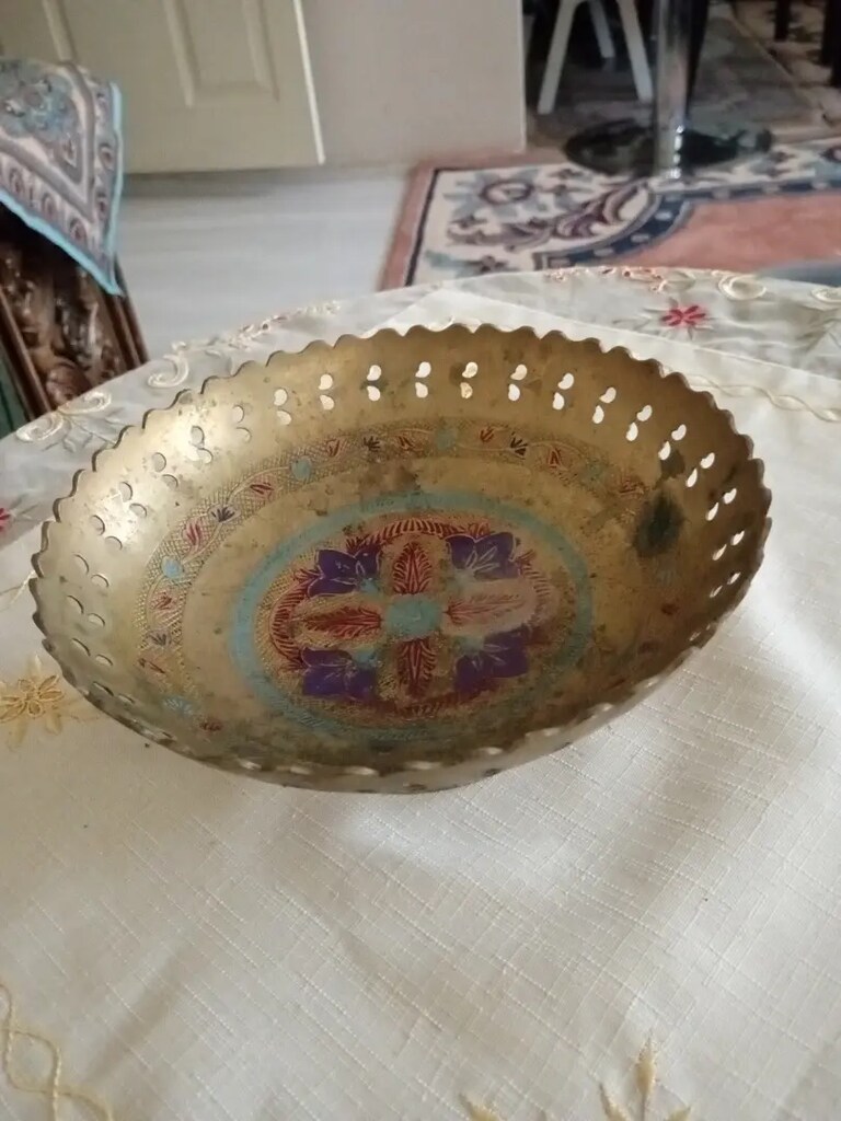 Eski, pirinç mineli tabak - 3