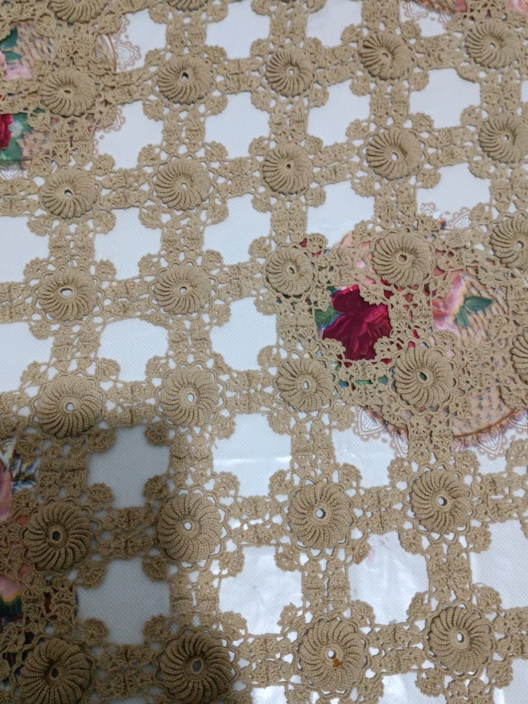EL YAPIMI VINTAGE DANTEL MASA ÖRTÜSÜ - 3