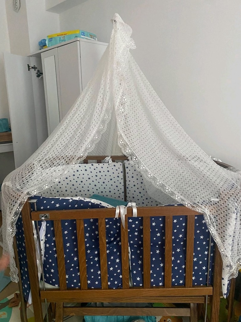 Kayın Ağacı Sallanabilir Bebek Beşiği - 3