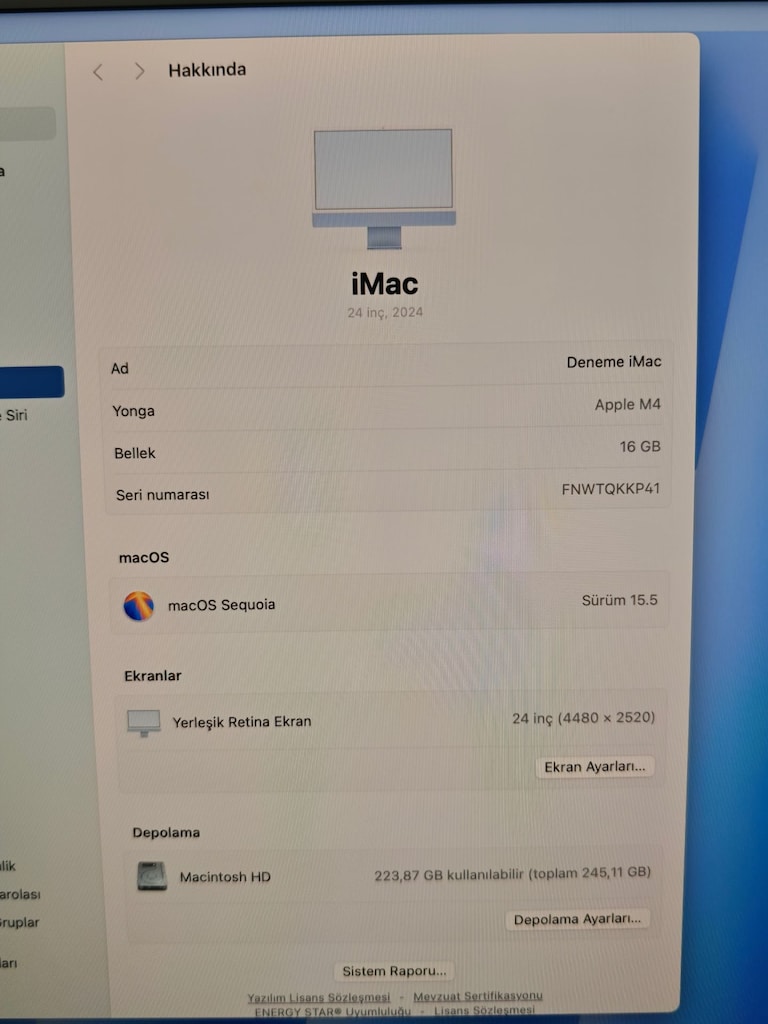 Apple iMac 24 inç M4 16 GB RAM 256 GB SSD 4.5K Retina Mavi - 3