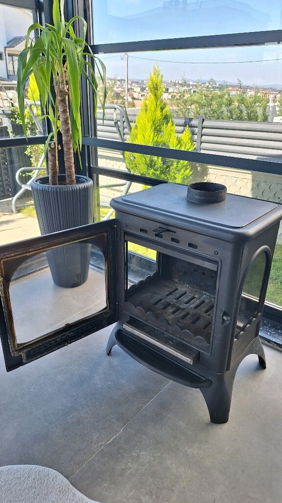 FLAME STOVE MODERN 3 CAMLI DÖKÜM SOBA - 2