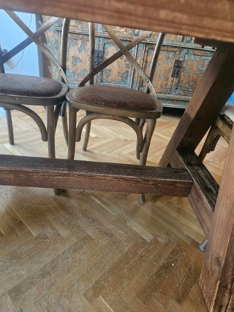 Mudo eskitme masif meşe Yemek masası ve sandalyeleri - 4