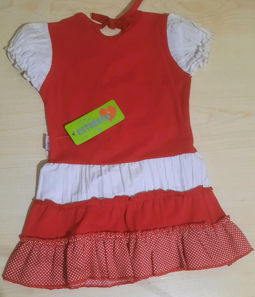 Esterella Kids Kırmızı-Beyaz Fırfırlı Elbise Etiketli (1-2 Yaş /92 cm) - 2