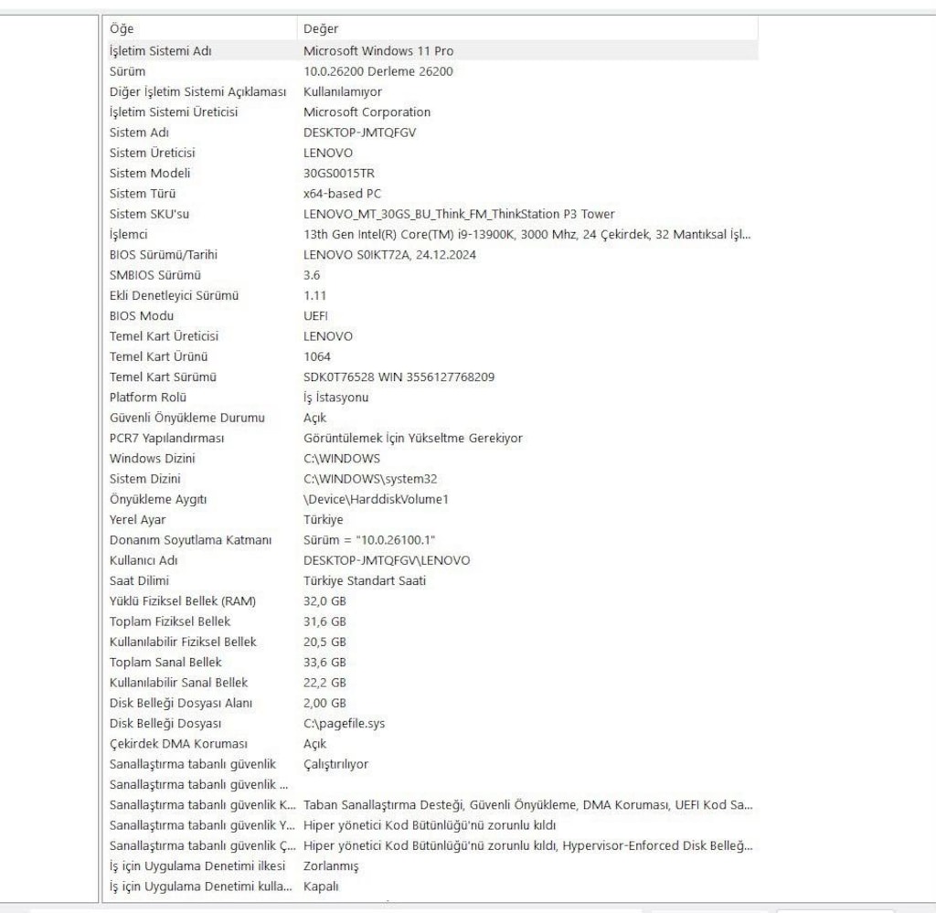 LENOVO i9-13900K/NVIDIA RTX A4500 20 GB/32 GB DDR5/1 TBSSD - 2
