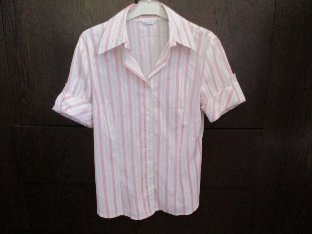 Ekol Marka, Pembe Çizgili, Kısa Kollu Likralı Gömlek