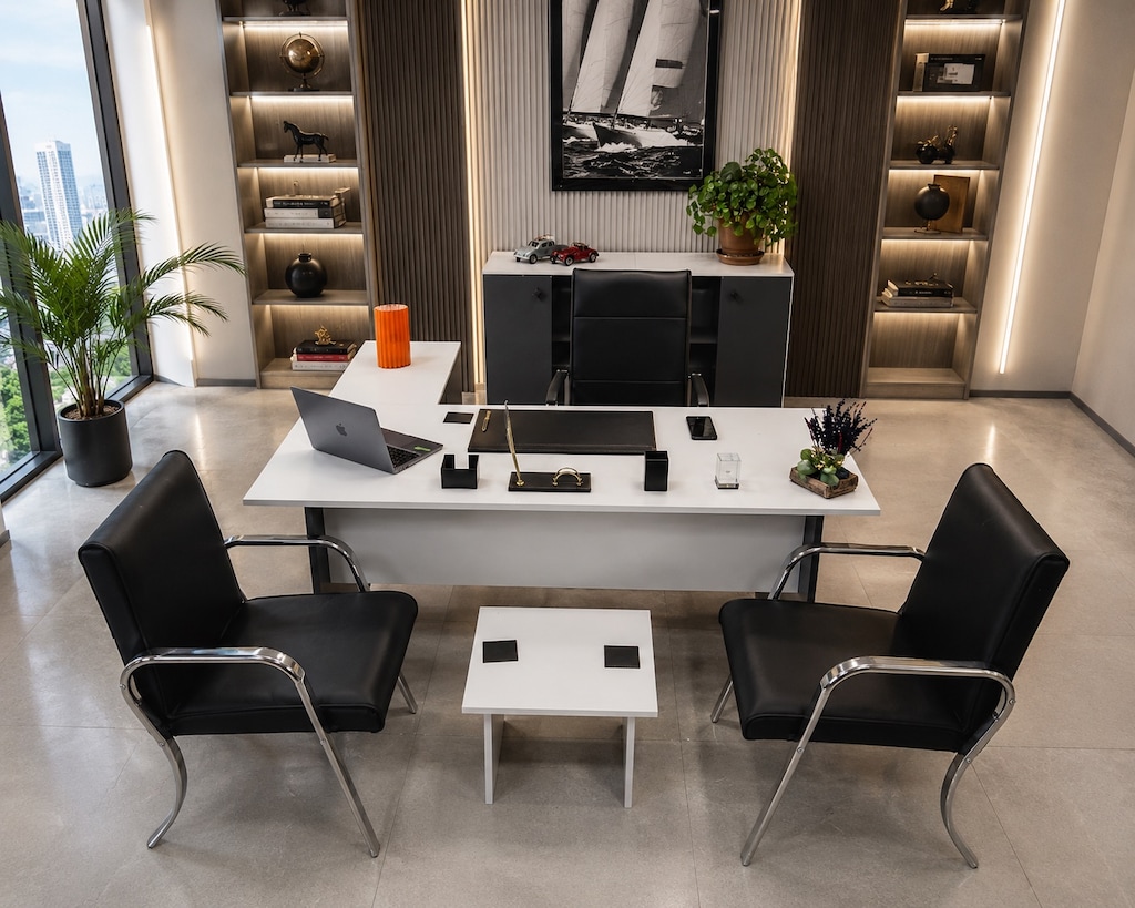 FABRİKADAN HALKA -150cm 150cm OFİS MOBİLYASI BÜRO MASA TAKIMI ! - 10