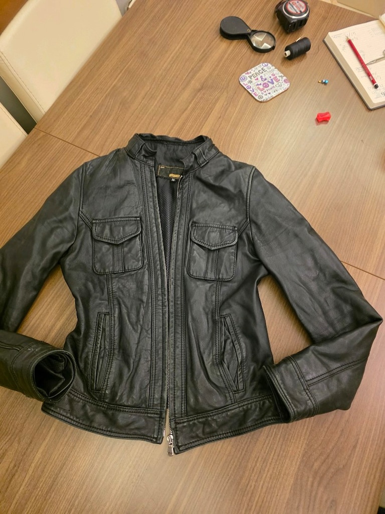 siyah hakiki deri biker ceket - 10