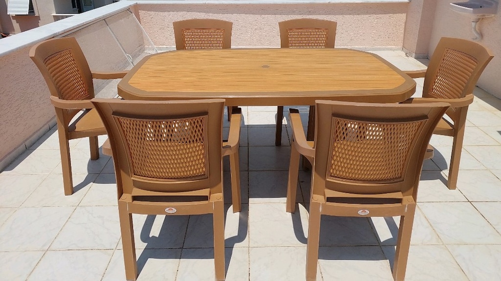 Papatya 6 Kişilik Bahçe Balkon Masa – 6 Holiday Sandalye – Çok temiz - 2