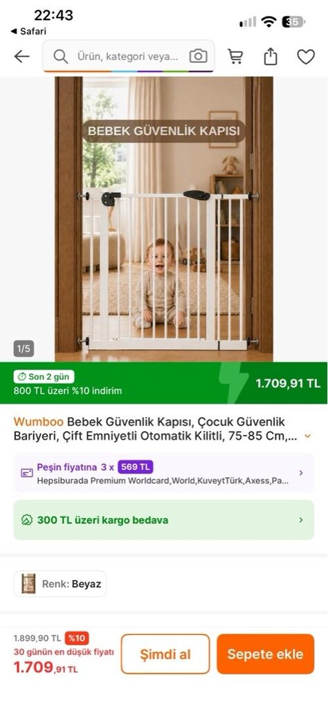 güvenlik kapısı.(bebek,evcil hayvan) çift emniyetli - 2