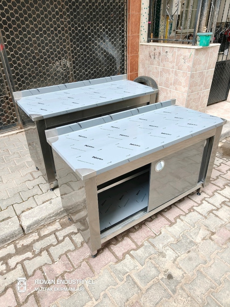 140 cm krom tezgah hazır mutfak krom çalışma tezgahı endüstriyel tezga - 9