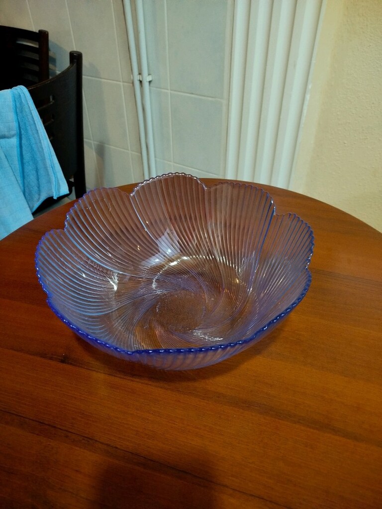 Büyük boy mavi cam meyvelik kase genişlik 29.5 cm boy 11.5 cm - 13