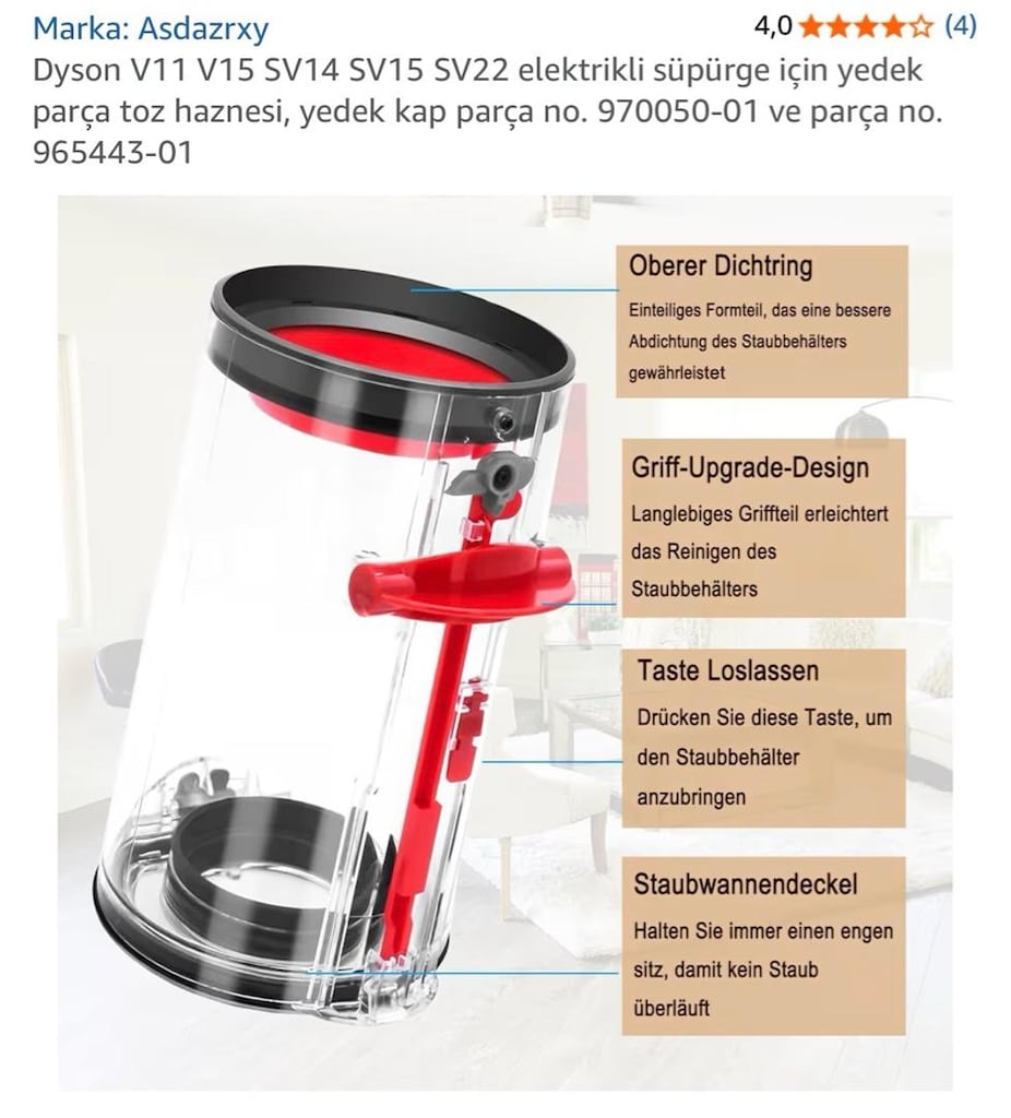 Dyson V11 V15 SV14 SV15 SV22 elektrikli süpürge için yedek parça toz h - 4