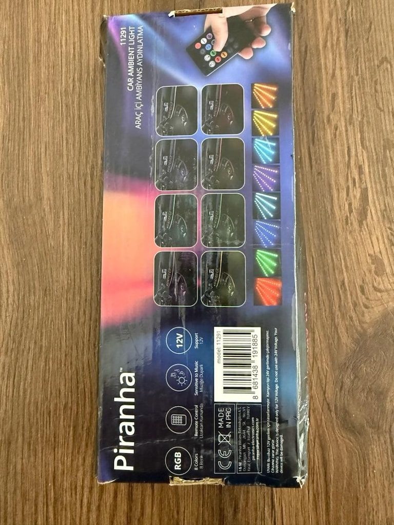 Piranha Araç İçi Ambiyans Aydınlatma RGB Müziğe Duyarlı Kumandalı - 6
