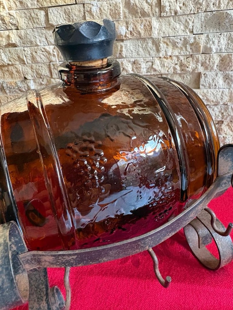 Ferforje Standlı Vintage Cam İçki Fıçısı – 1.5 Litre (Dönem Ürünü) - 9