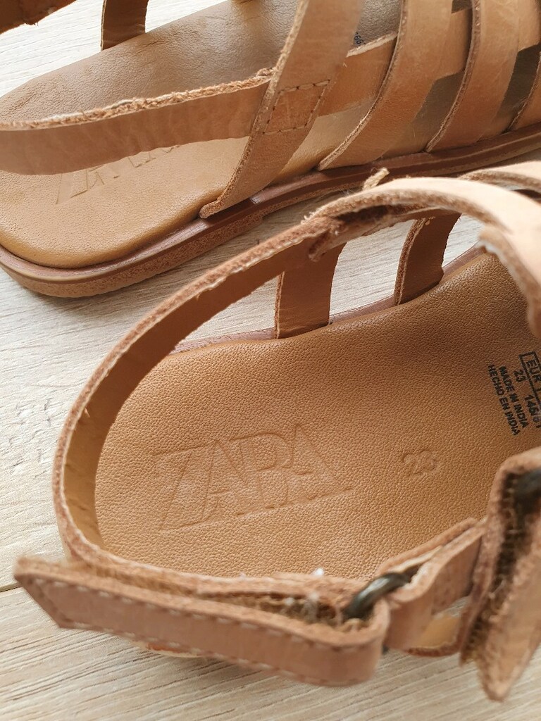 Zara bebek çocuk hakiki gerçek deri sandalet 23 numara taba ayakkabı - 7