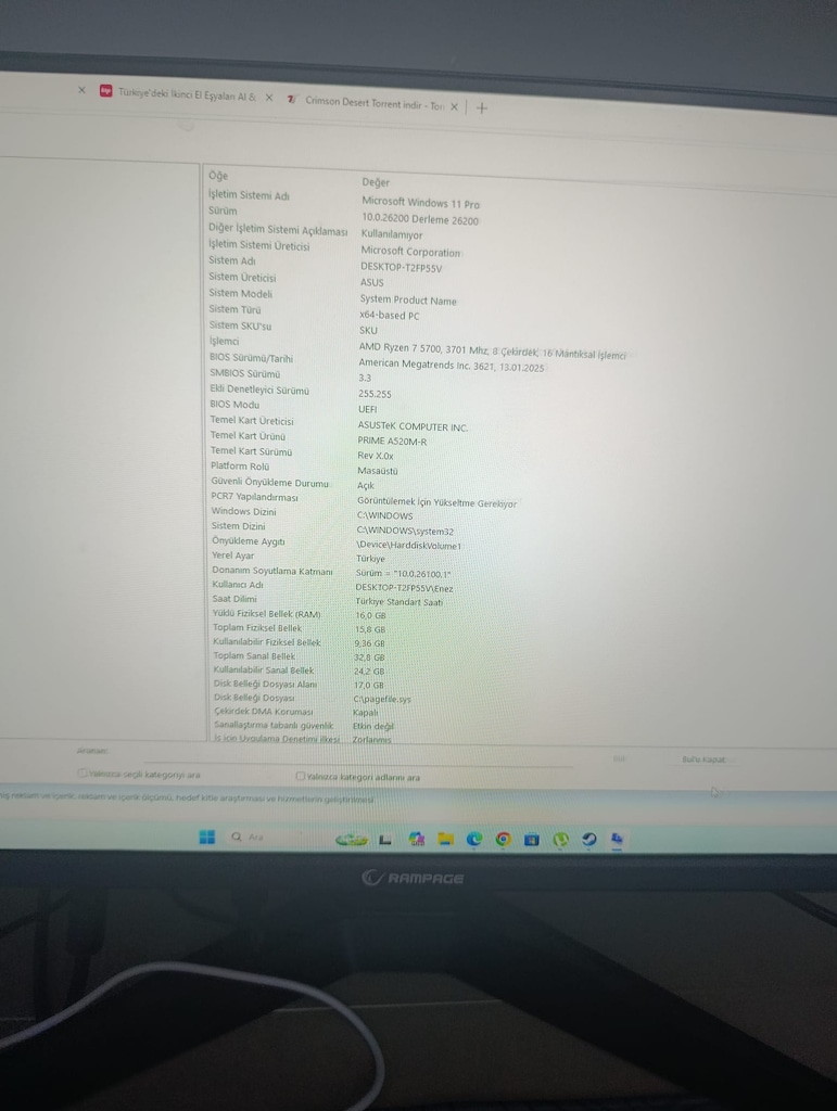 satılık gaming pc motınor dahil 300 hz monitor iPhone takas olur