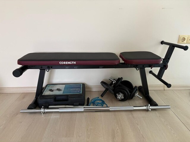 Spor Sehpası + Dambıl Seti + Halter Barı