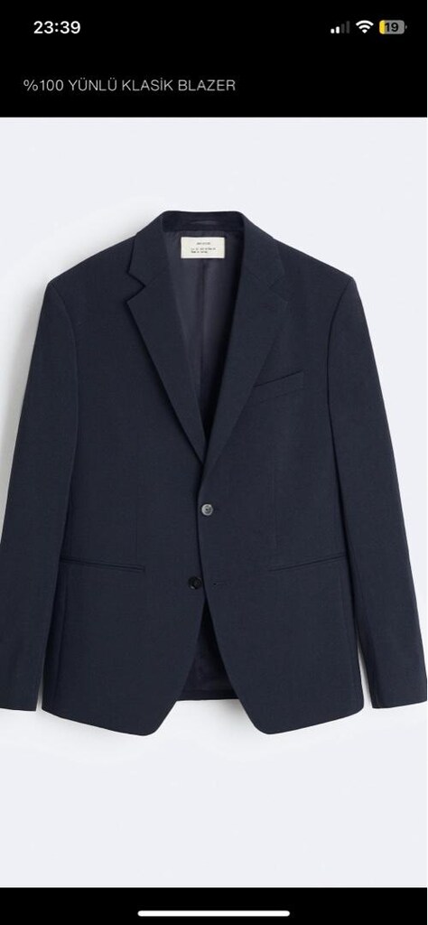 zara %100 yün çok şık lacivert blazer ceket - 3