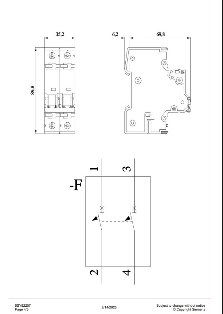 Siemens 5SY5220 C20 440VAC/440VDC 10KA/20A Devre Kesici - 2