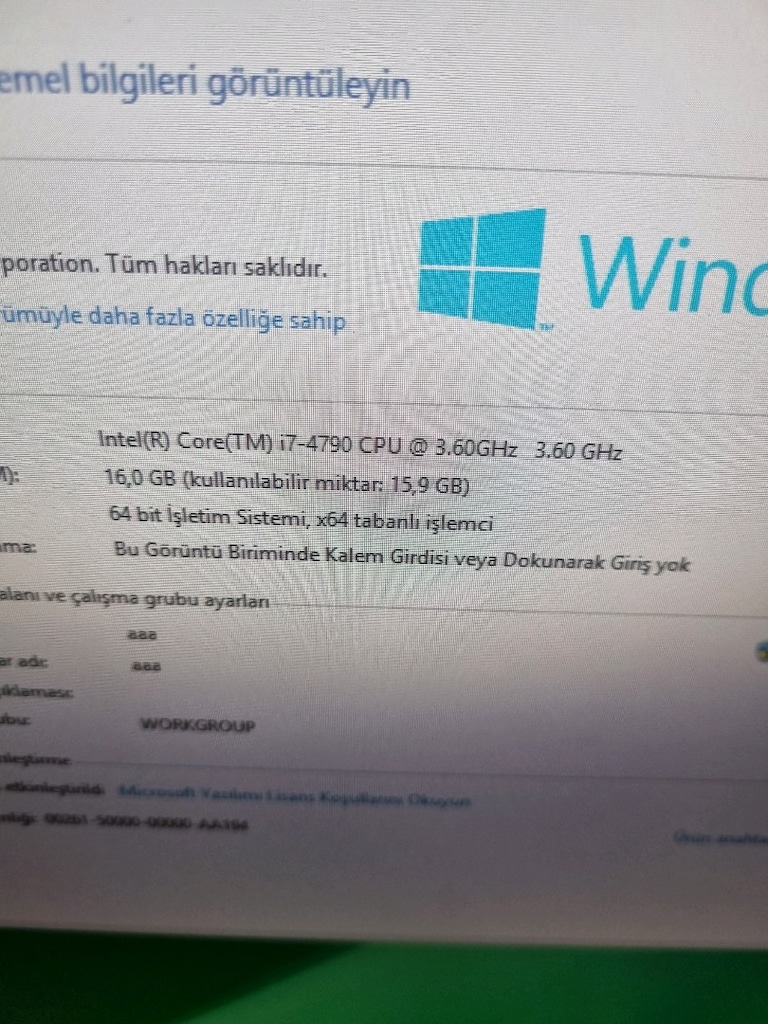 satılık h81 anakart i7 4790 işlemci 8+8 16 gb rem - 4