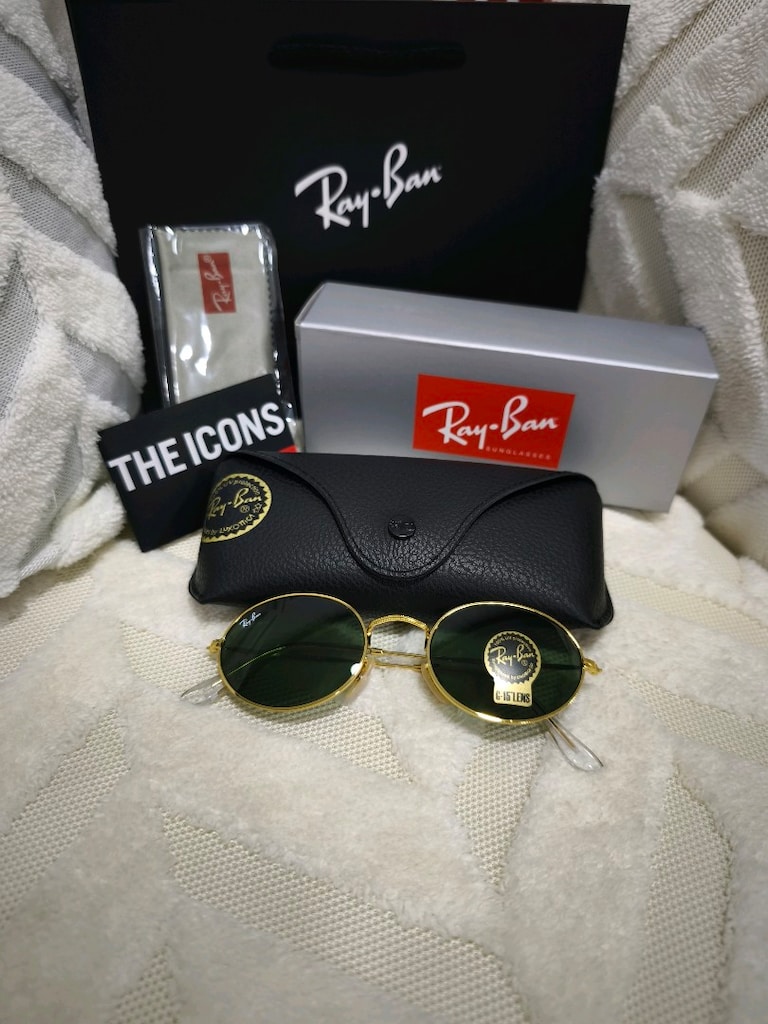 Ray-Ban 3547 Oval Yeşil Camlı Altın Çerçeve Güneş Gözlüğü - 4