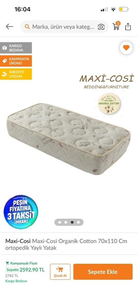 bebek yatağı maxi-cosi organik koton 70x110 - 3