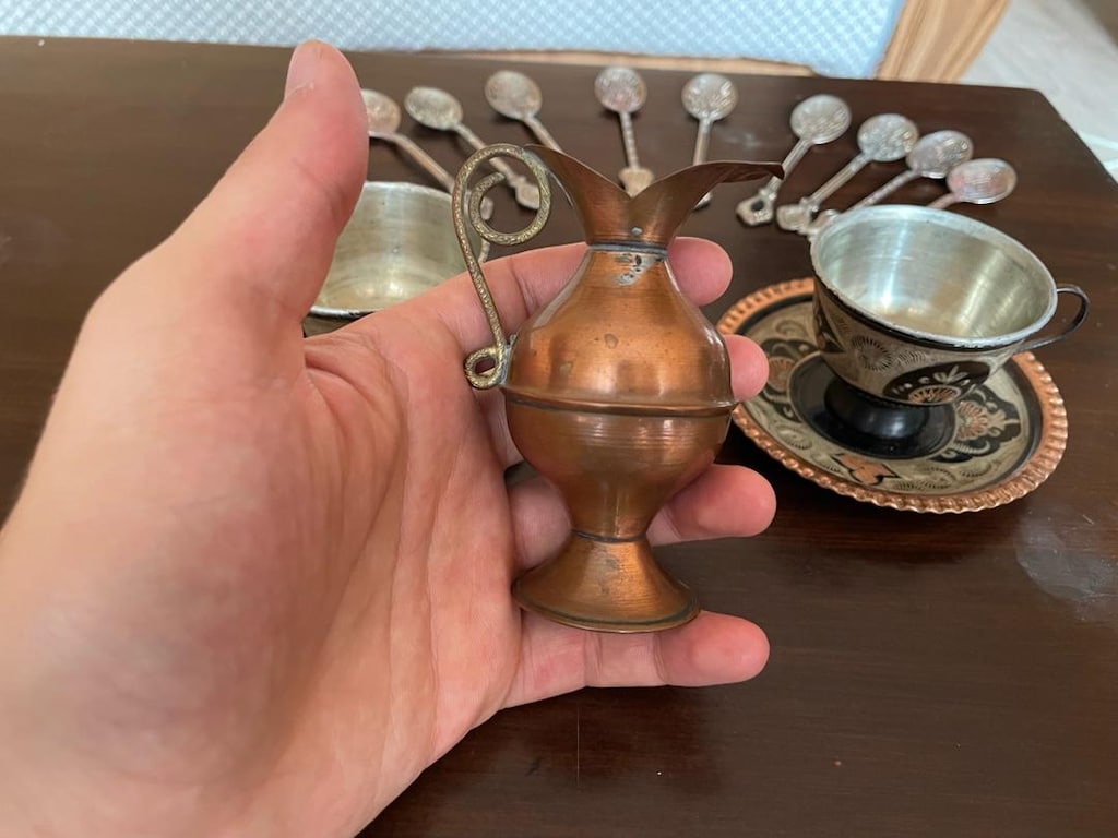 Bakır işlemeli fincan takımı - 6