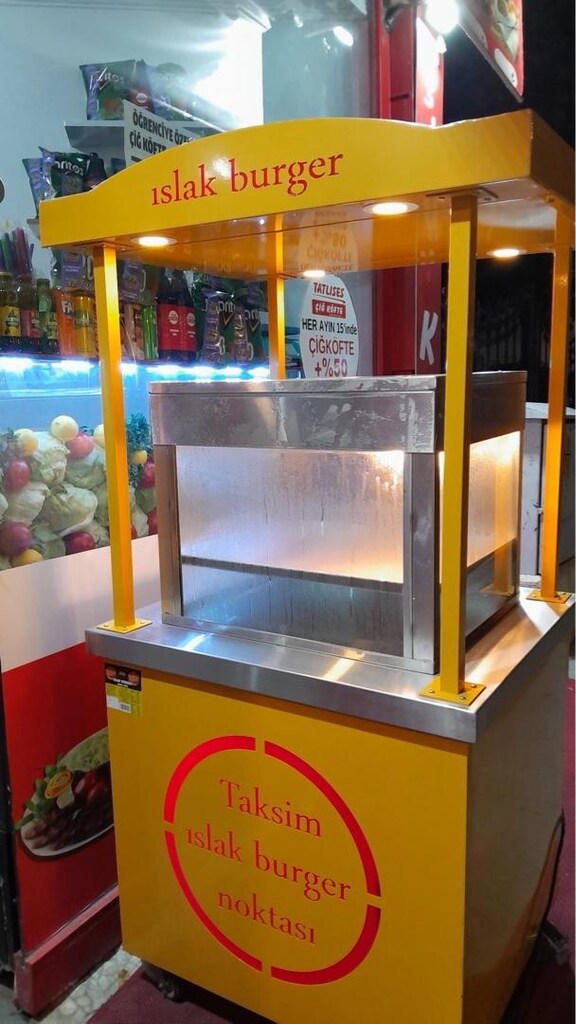 Komple Islak Burger Arabası ve Isıtma Tezgahı (Tekerlekli / Tenteli) - 3