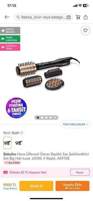 Babyliss saç şekillendirici seti