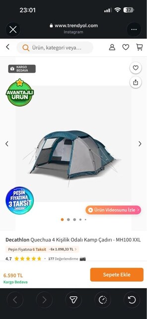 decathlon çadır