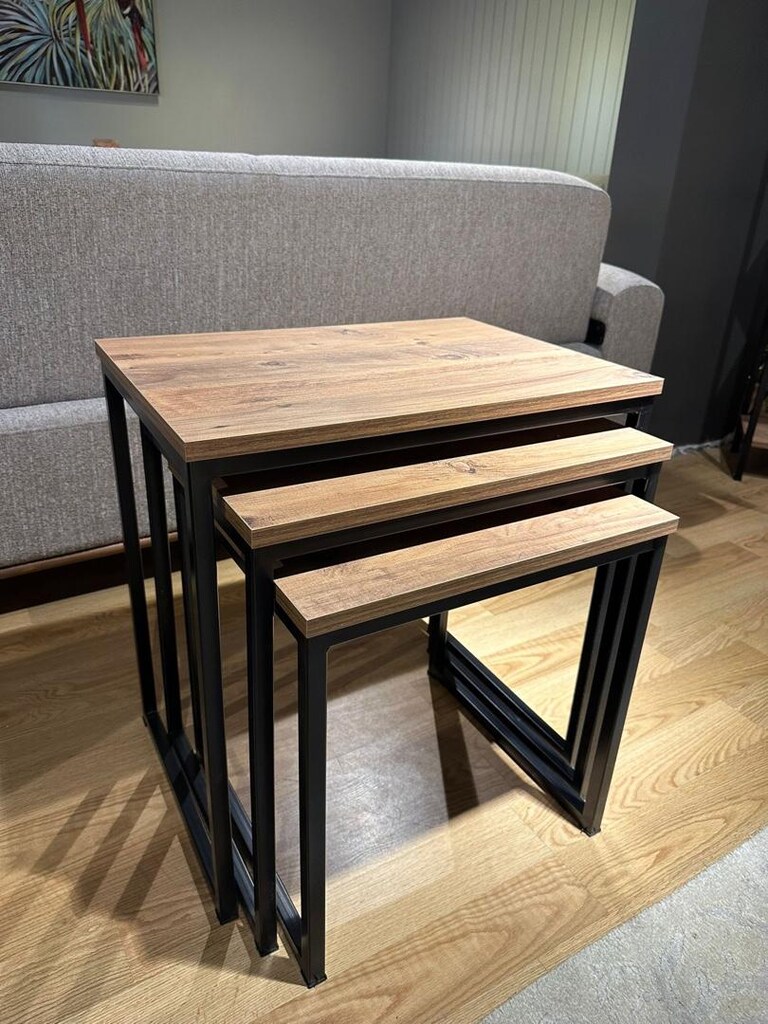 Sıfır..Üçlü Mdf Ahşap Cool Zigon Sehpa - 3