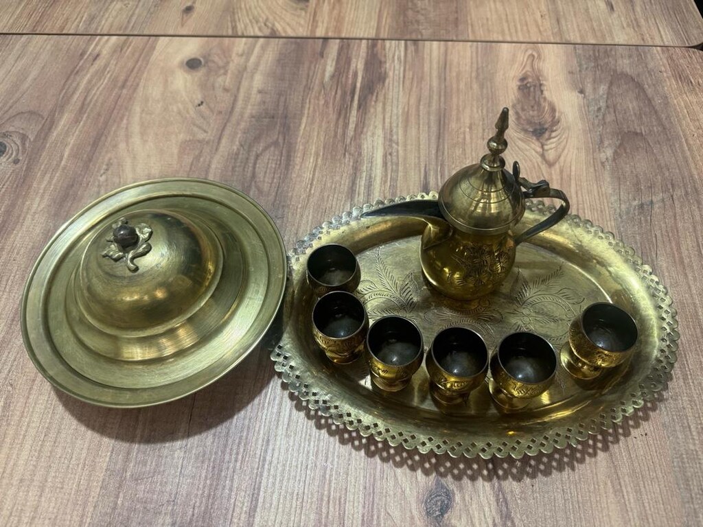 Vintage Pirinç Zemzem Suyu Servis Seti ve Hurmalık&Lokumluk - 5