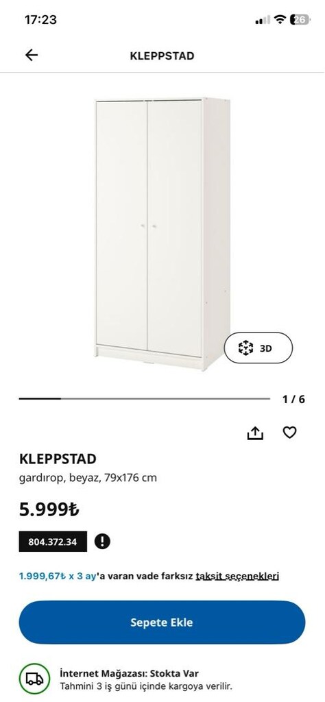 İkea 2 kapılı gardolap - 2