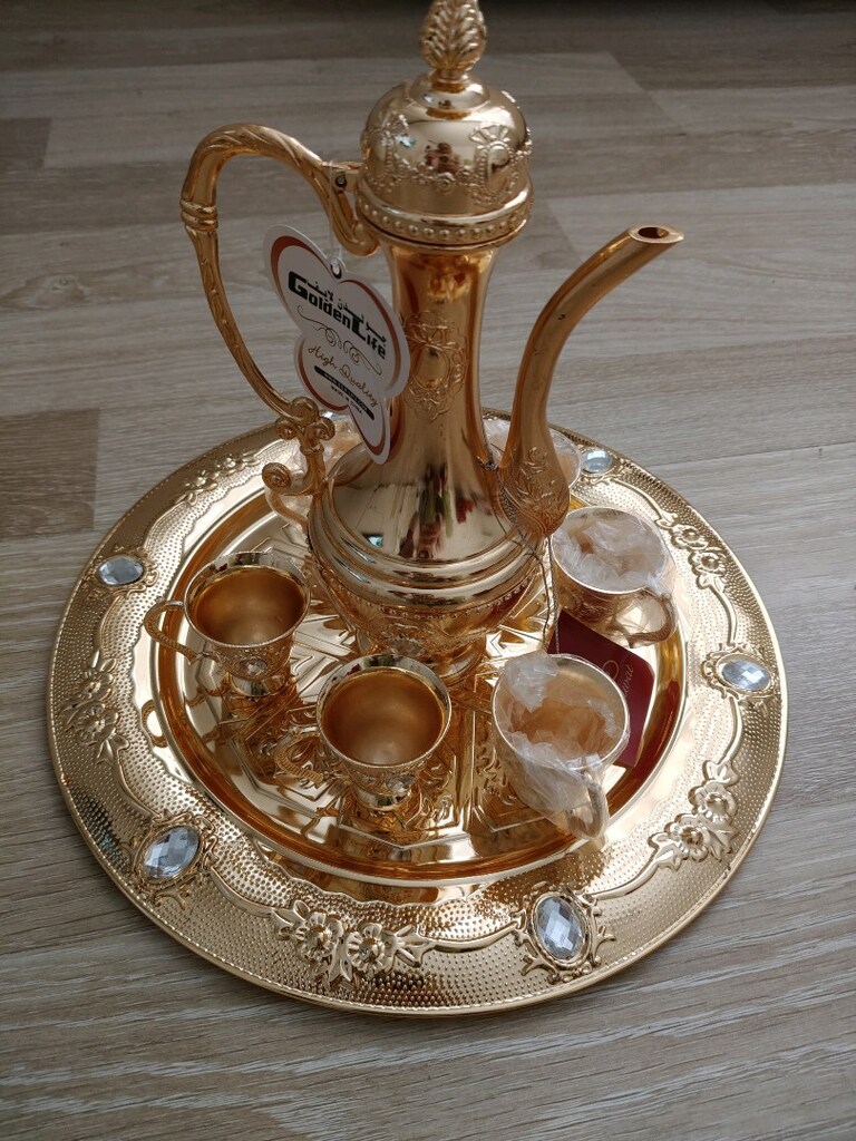 Zemzem Takımı Gold 6 bardaklı Beyaz taşlı - 3