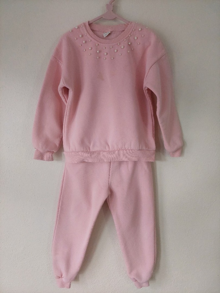 WOW inci süsleme Pembe Eşofman Takımı - 5