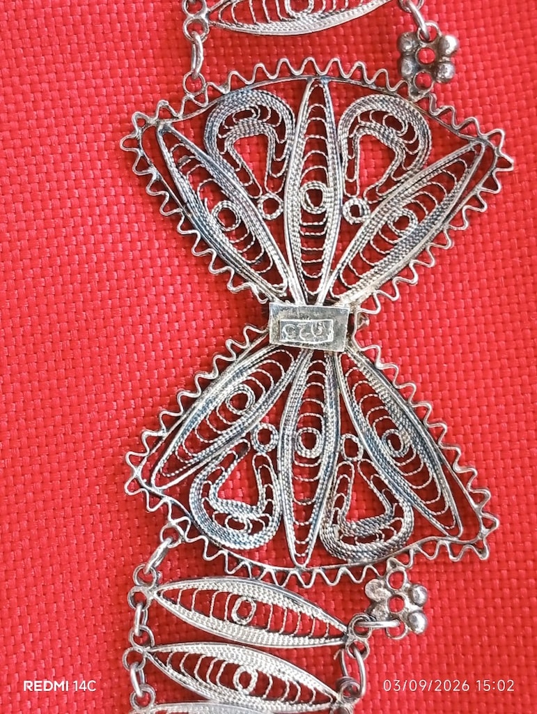 gerdanlık ve bileklik gümüş telkari işlemi - 3