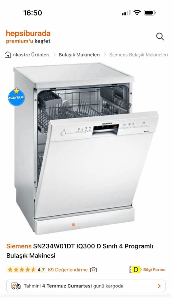 Siemens bulaşık nakinesi