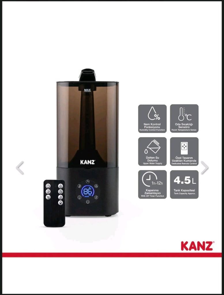 Kanz Uzaktan Kumandalı Dijital Soğuk Buhar Makinesi- Hava Nemlendirici - 2